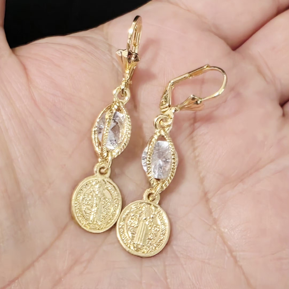 14k Gold Plated Saint Benedit Earring
